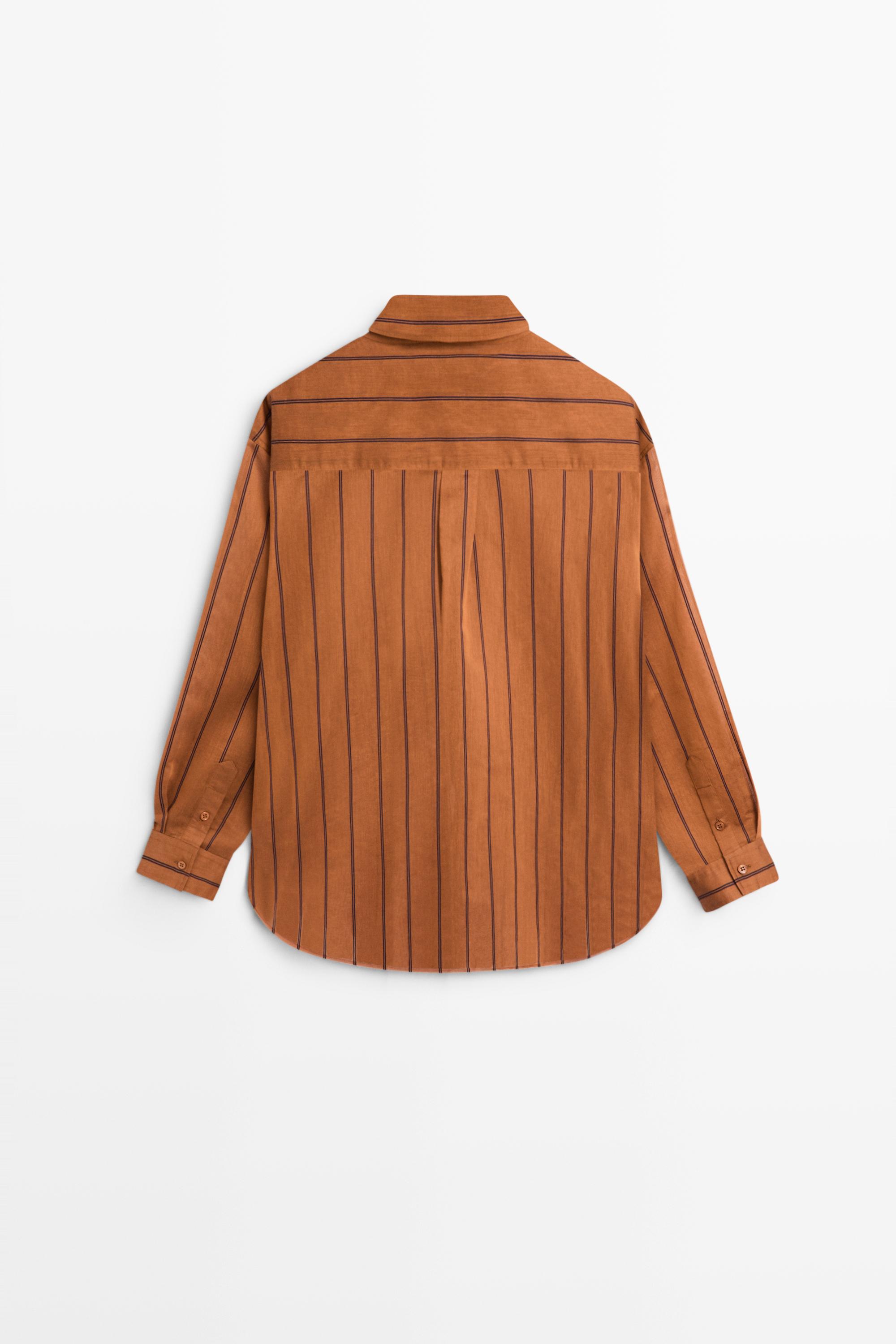Striped fluid cotton and silk blend shirt